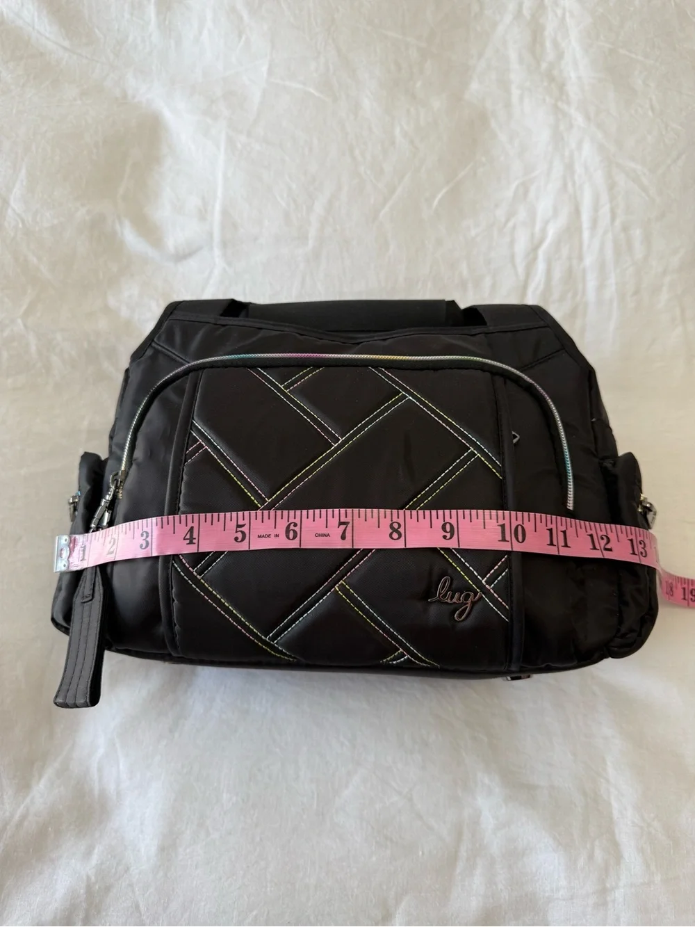 Lug | Rumble Black Satchel | Top Handle Only | Rainbow Stitching EUC - Picture 4 of 9